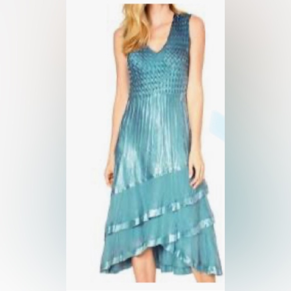 LOOK STUNNING -  KOMAROV - midi dress. Teal - Size L 46” length